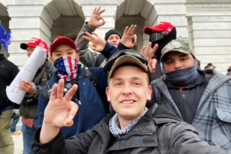 Zachary Rehl, front center, at the Capitol on Jan. 6, 2021.