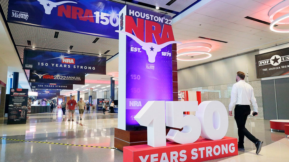 NRA 150 display in lobby of Houston convention center
