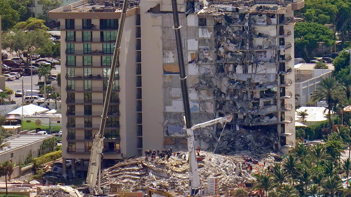 Aerial view of Surfside condo collapse