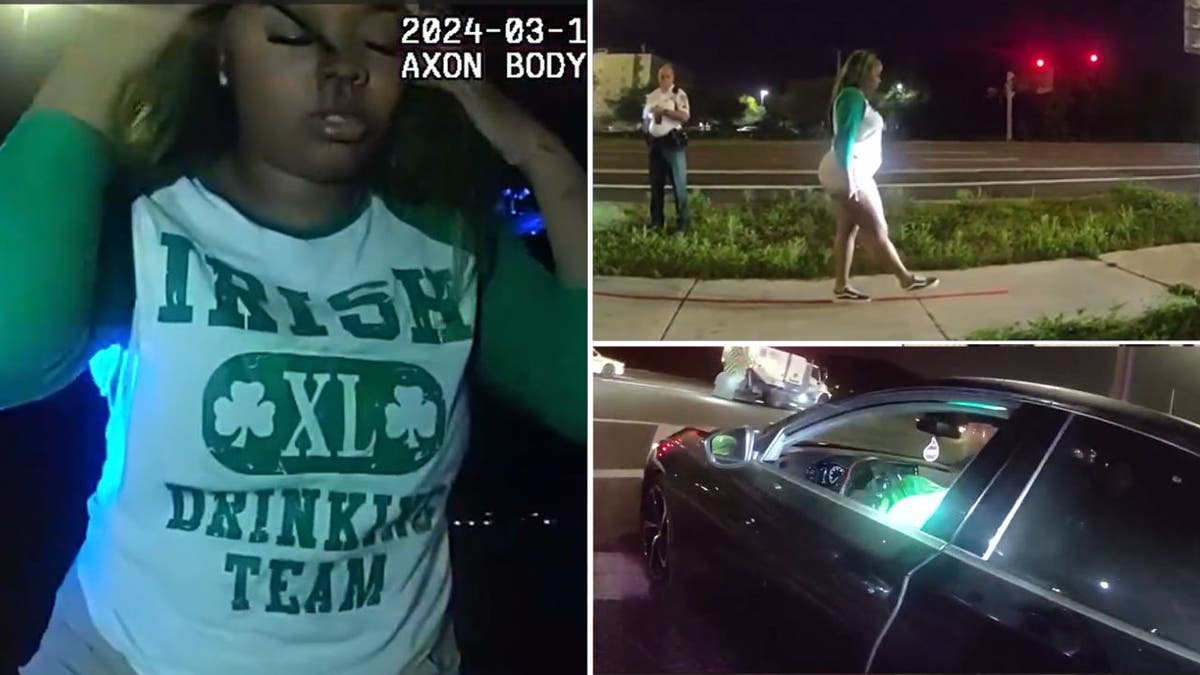 Collage of video footage of St Patrick's Day woman arrested fro DUI