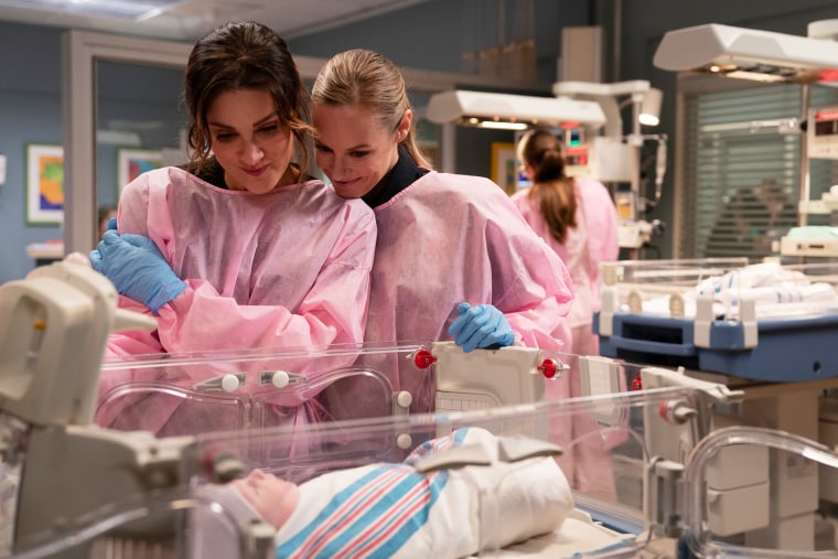 Dr. Carina DeLuca and and firefighter Maya Bishop adopt a baby boy, Liam, at the start of he seventh and final season of 